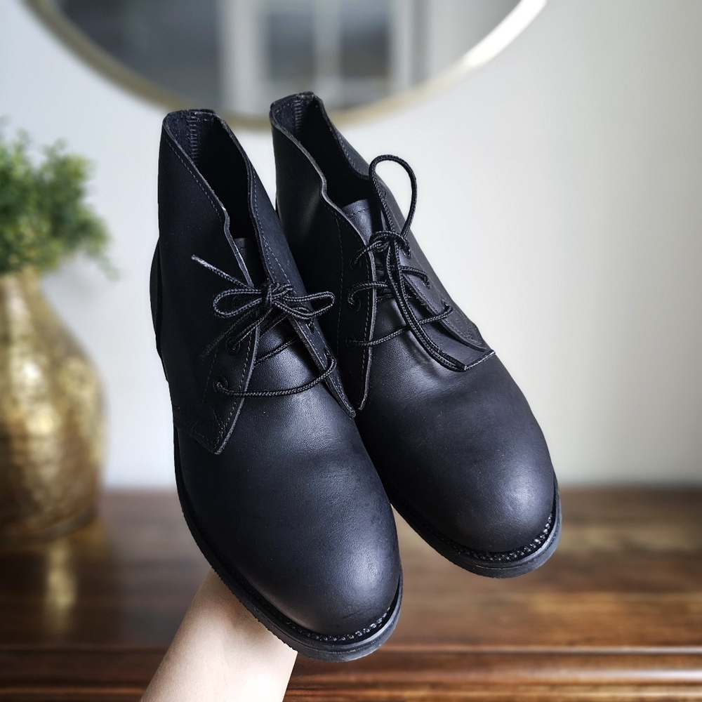 Vintage 1994 U.S. Military Steel Toe Chukka Boots Black Leather Men 6.5 Wide NOS